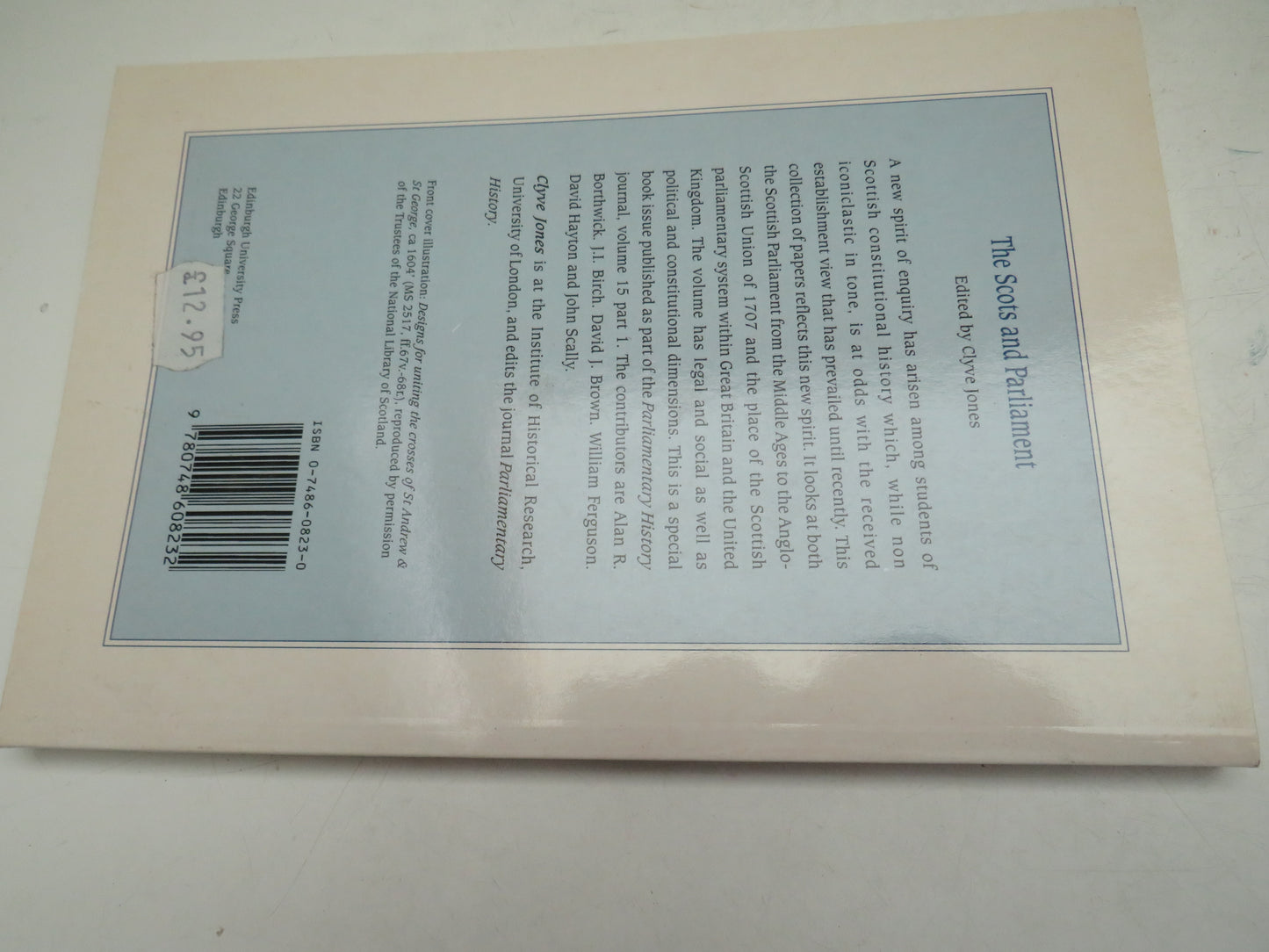 The Scots and Parliament Edited By Clyve Jones 1996