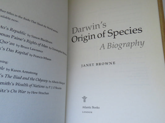 Darwin's Origin of Species A Biography By Janet Browne 2006