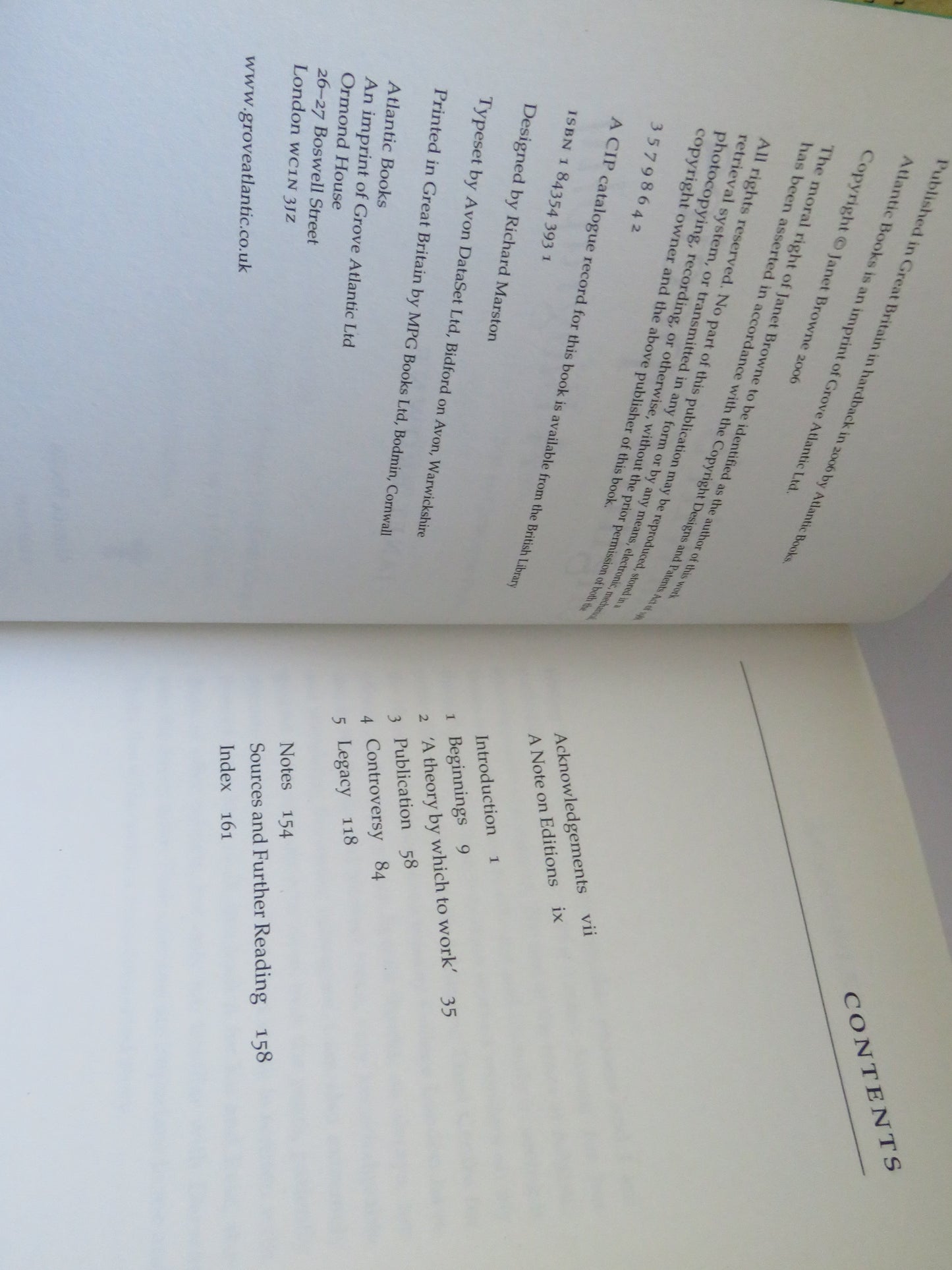 Darwin's Origin of Species A Biography By Janet Browne 2006