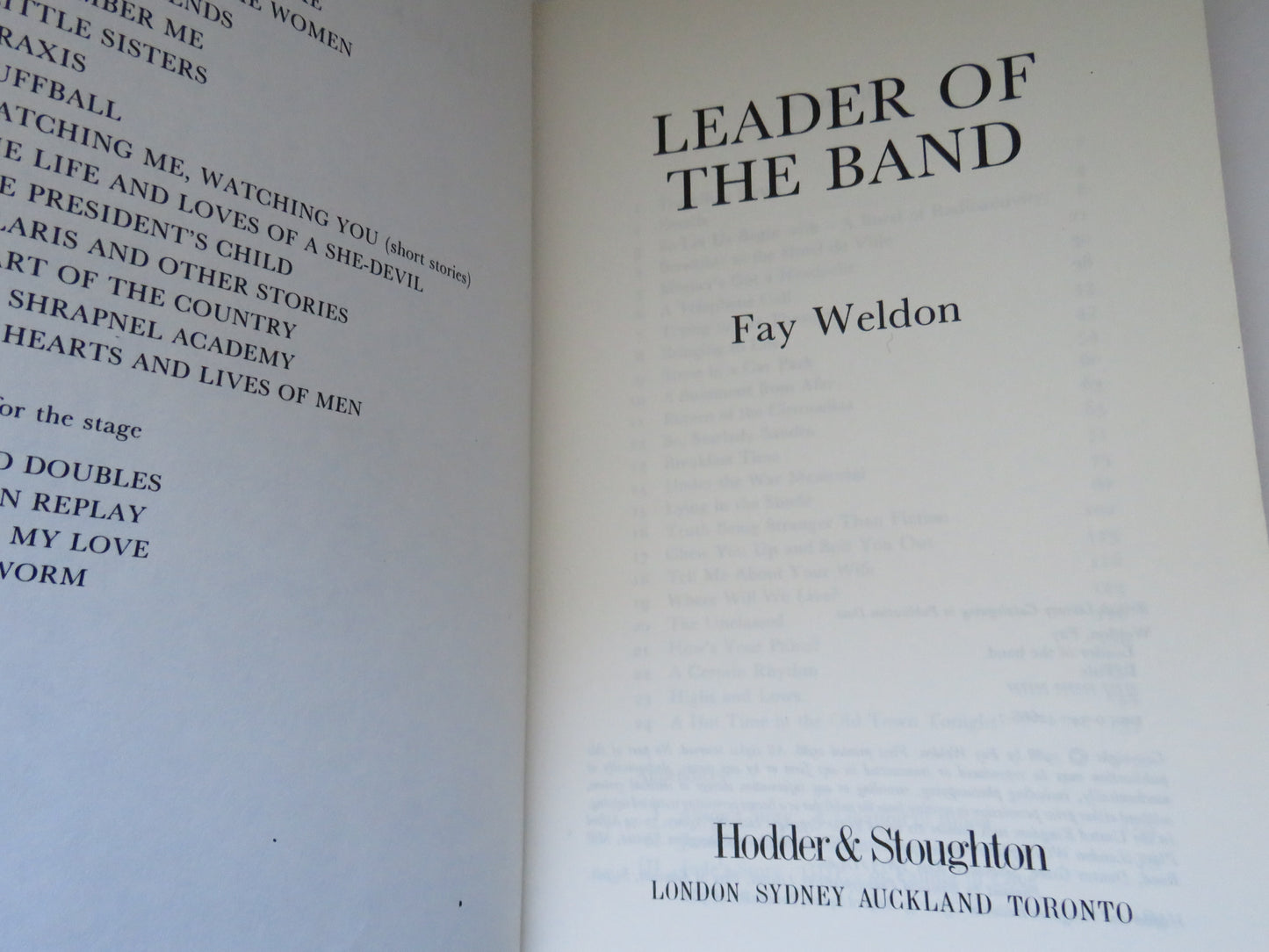 Leader of The Band By Fay Weldon 1988 Uncorrected Book Proof