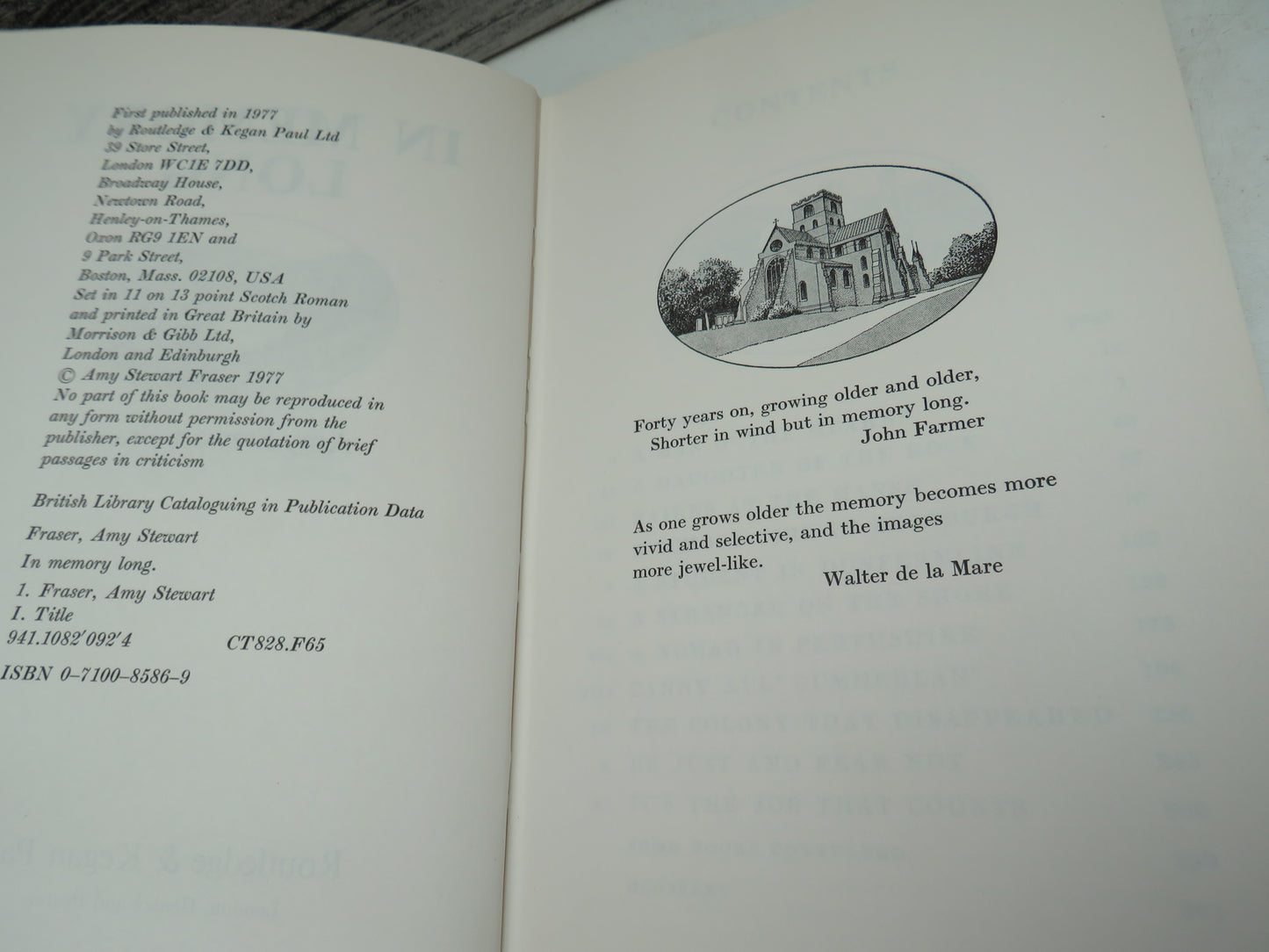 In Memory Long By Amy Stewart Fraser 1977