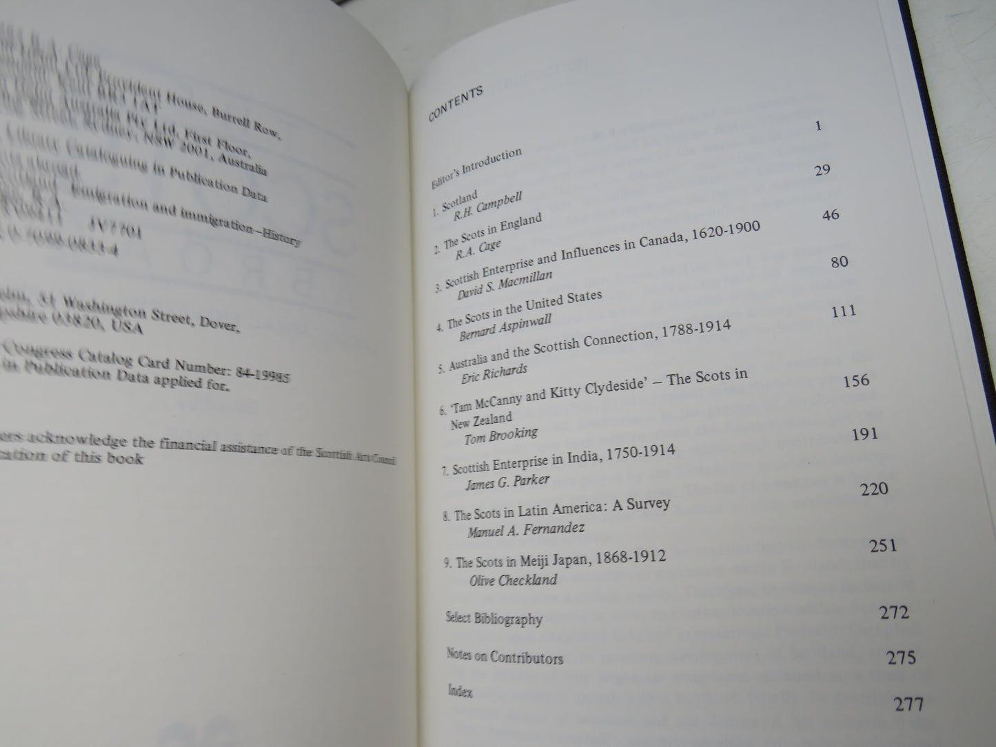 The Scots Abroad Labour, Capital, Enterprise, 1750-1914 Edited By R.A. Cage 1985