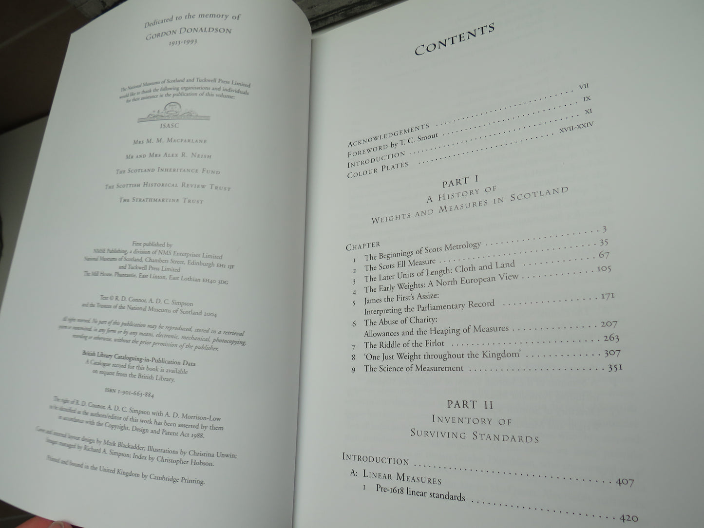 Weights and Measures In Scotland A European Perspective By R. D. Connor and A. D. C. Simpson 2004