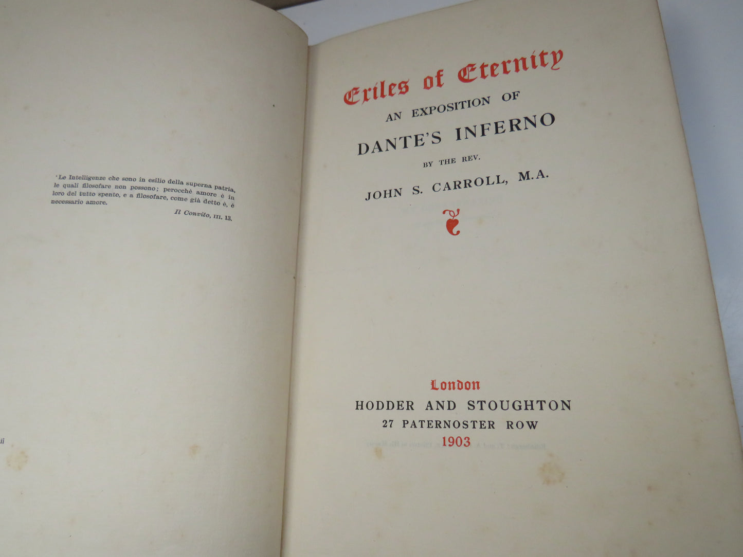 Exiles of Eternity An Exposition of Dante's Inferno By The Rev. John S. Carroll 1903