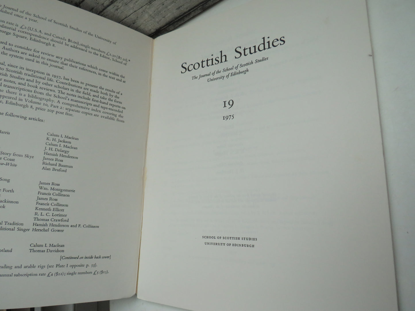 Scottish Studies Volume 19 : 1975 The Journal Of The School of Scottish Studies University of Edinburgh