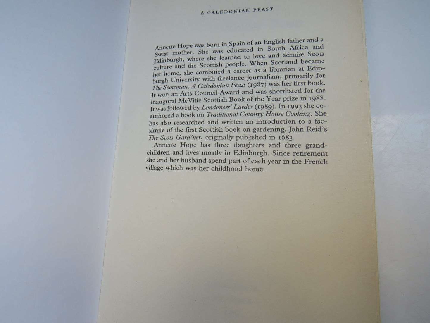 A Caledonian Feast By Annette Hope 2002