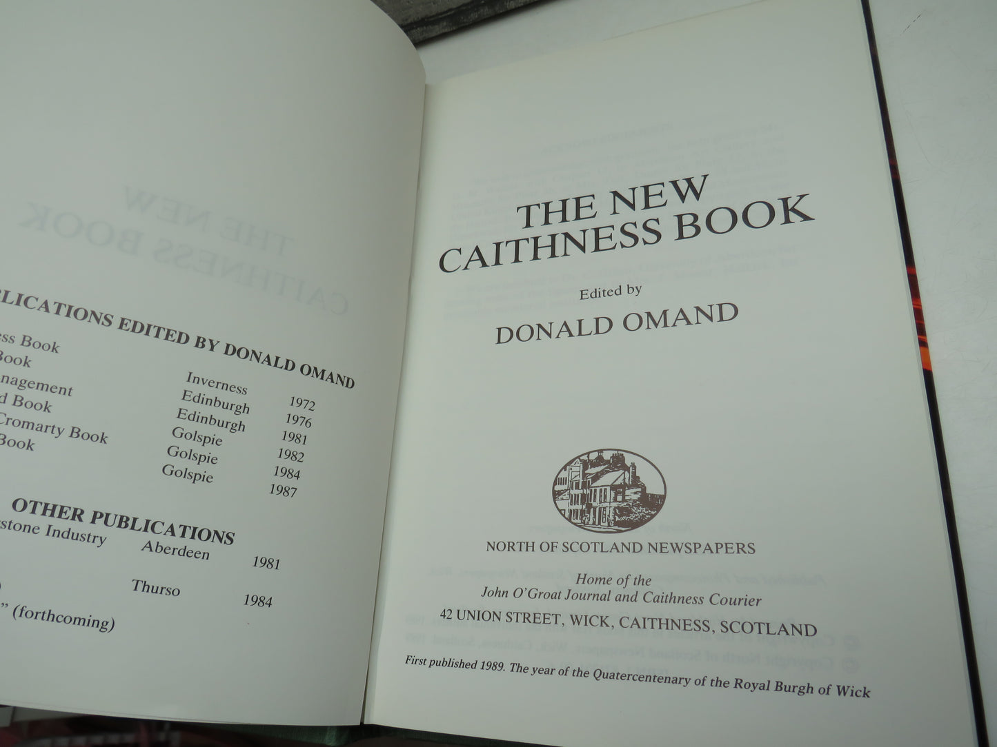 The New Caithness Book Edited by Donald Omand 1992