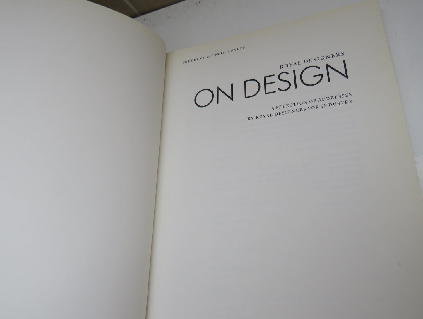 Royal Designers On Design A Selection of Addresses By Royal Designers For Industry 1986
