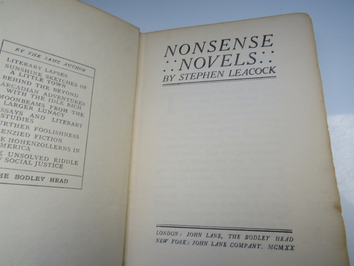 Nonsense Novels By Stephen Leacock 1920