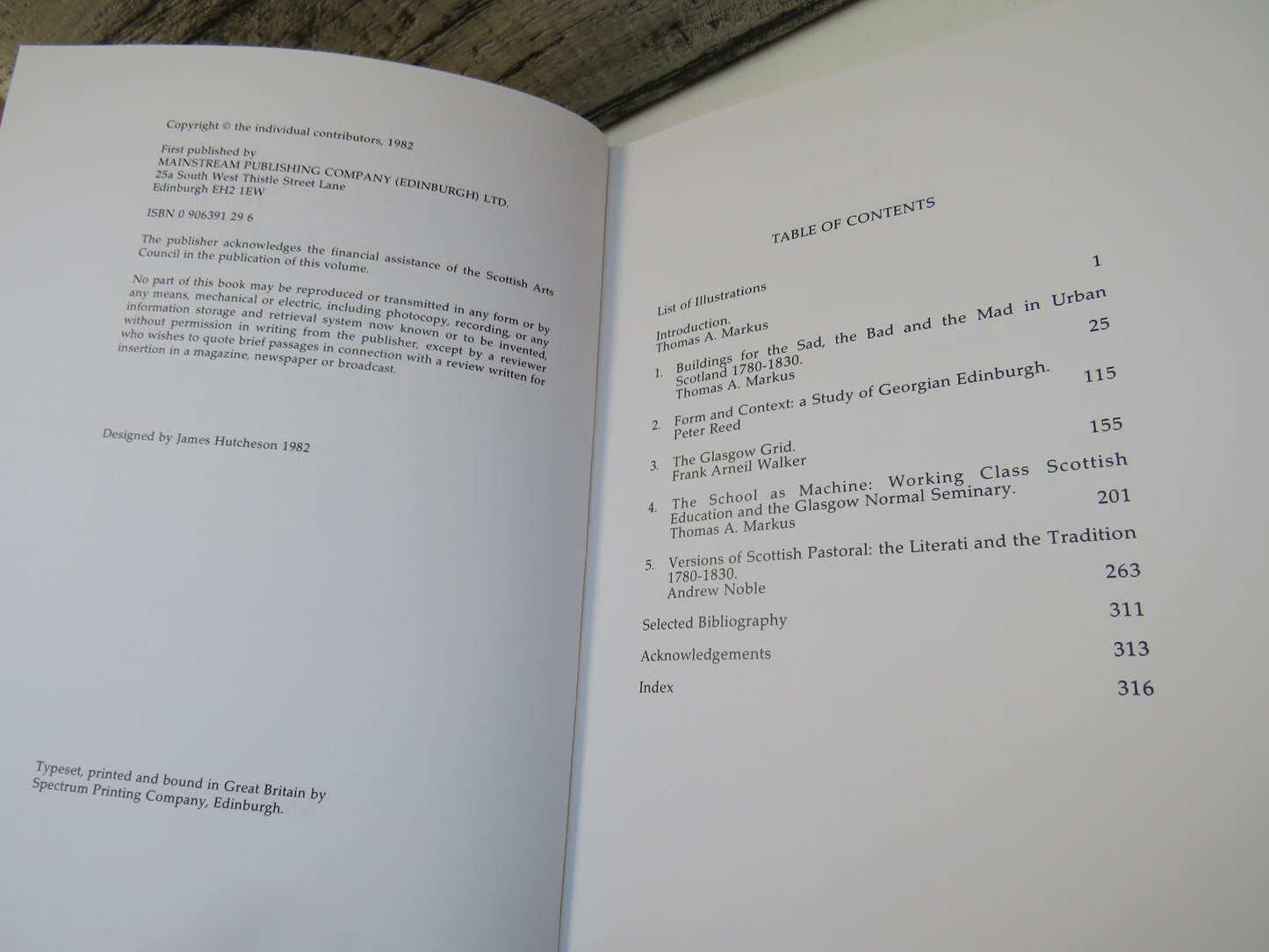 Order In Space and Society Architectural Form and Its Context In The Scottish Enlightenment Edited By Thomas A Markus 1982