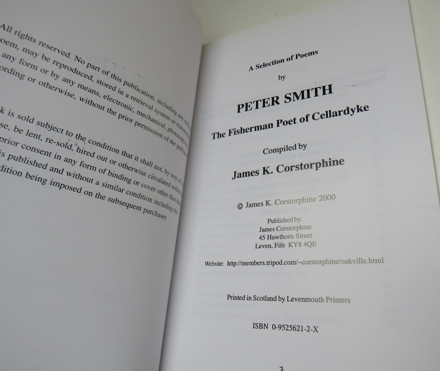 A Selection of Poems by Peter Smith, The Fisherman Poet of Cellardyke, Compiled by James K. Corstorphine, 2000