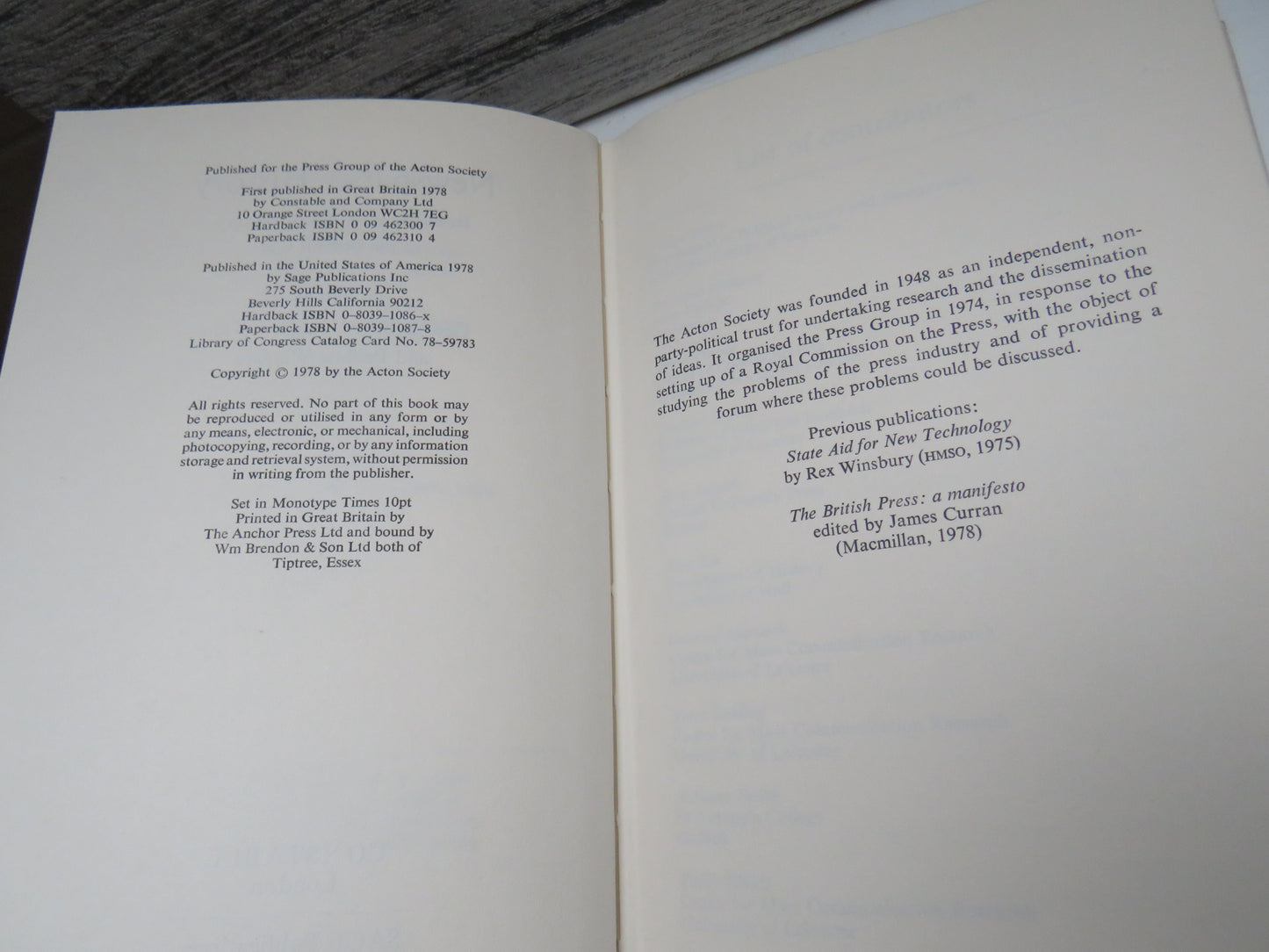 Newspaper History From The Seventeenth Century To The Present Day Edited By George Boyce, James Curran and Pauline Wingate 1978