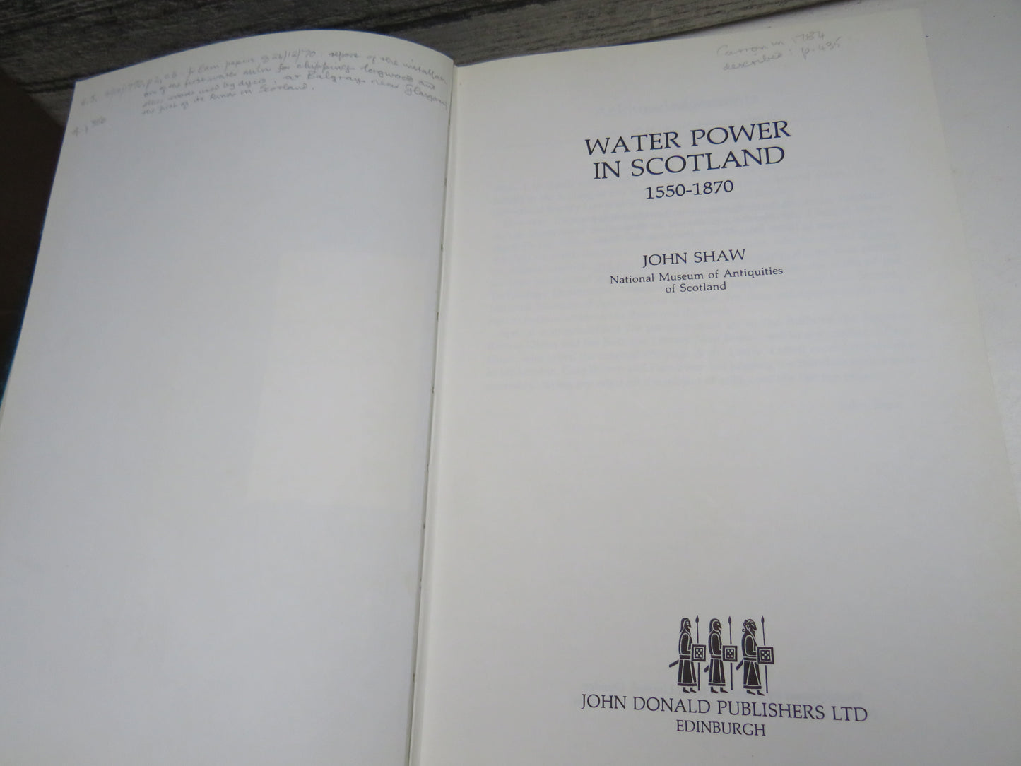 Water Power In Scotland 1550-1870 By John Shaw 1984