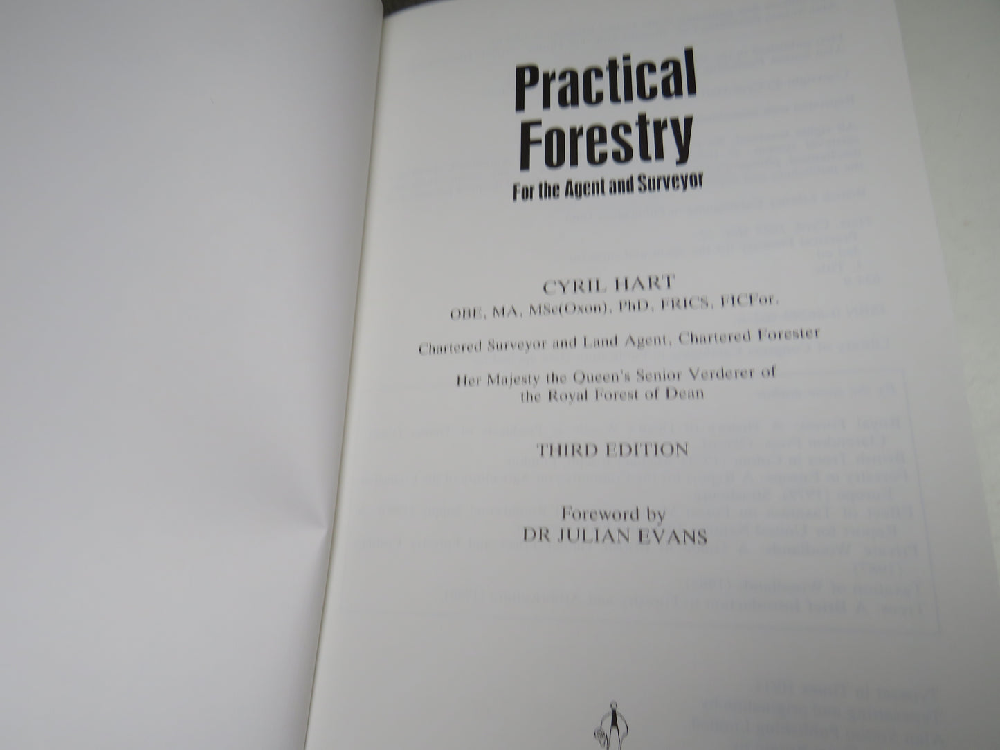 Practical Forestry For The Agent and Surveyor By Cyril Hart 1994