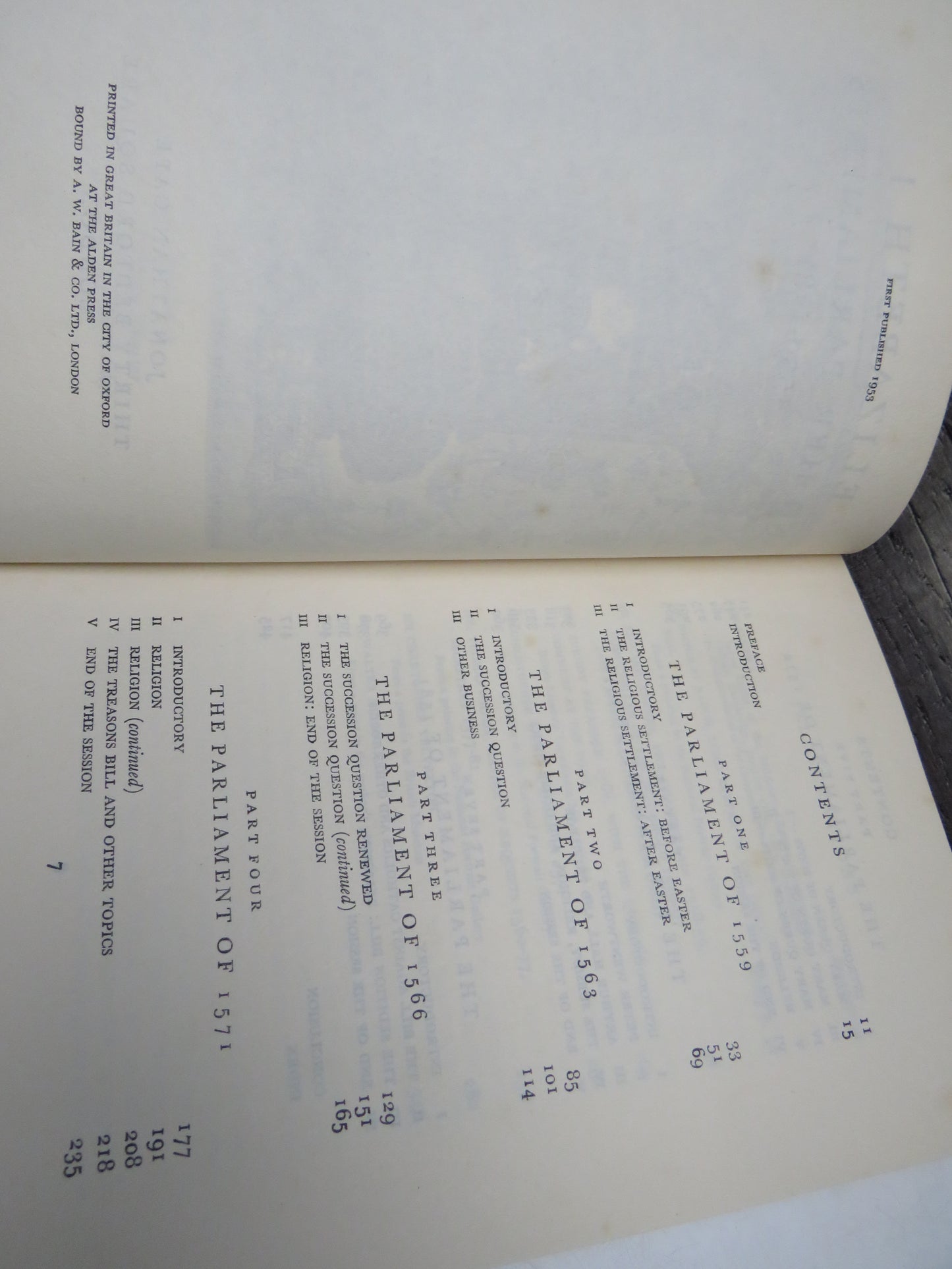 Elizabeth I and her Parliments 1559-1581 by J. E. Neale, 1953