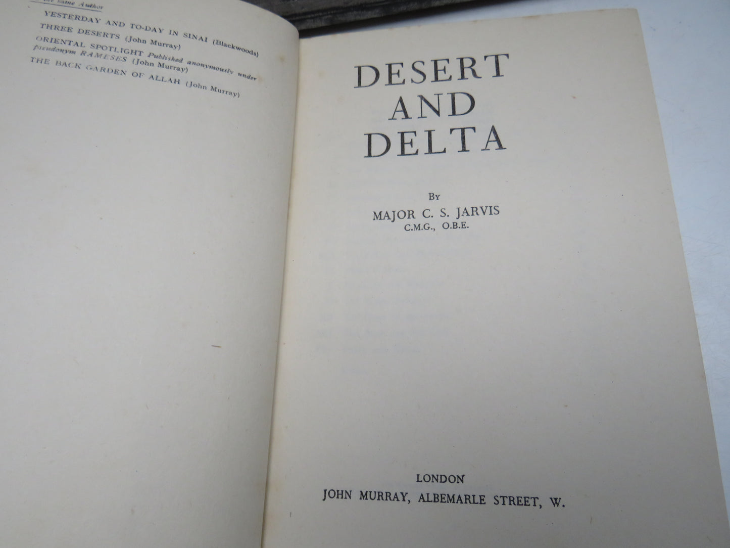 Desert and Delta by Major C. S. Jarvis, 1947, Vintage Book