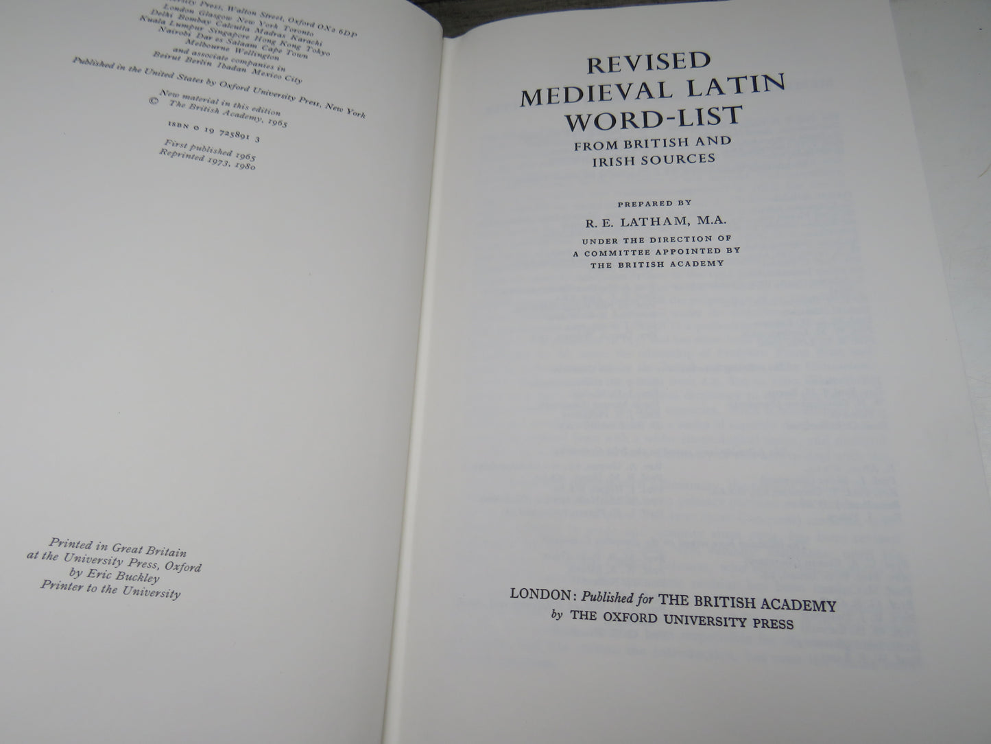 Revised Medieval Latin Word-List From British and Irish Sources Prepared By R.E. Latham 1980