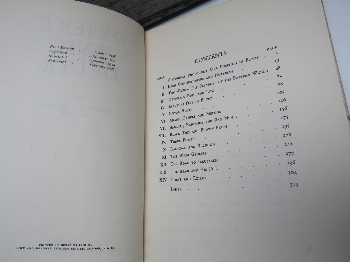 Desert and Delta by Major C. S. Jarvis, 1947, Vintage Book