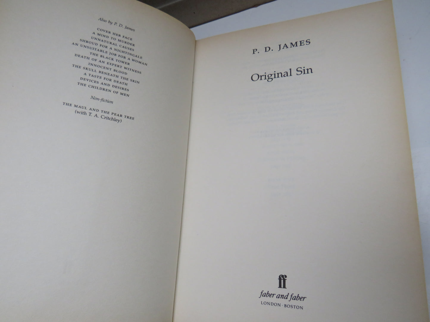 Original Sin By P.D. James 1994