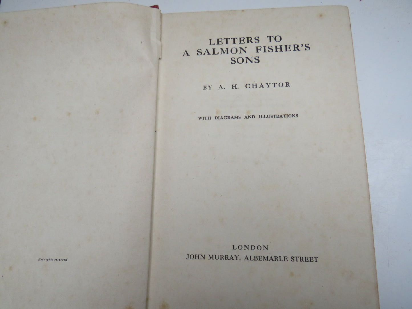 Letters To A Salmon Fisher's Sons By A. H. Chaytor 1925 Antique Book