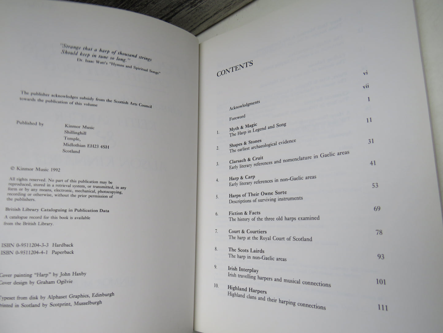 Tree of Strings Crann Nan Teud A History of the Harp In Scotland By Keith Sanger & Alison Kinnaird 1992