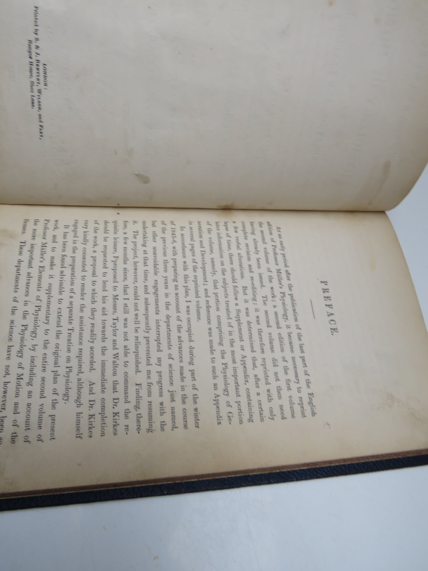 Recent Advances In The Physiology of Motion The Senses, Generation, and Development By William Baly 1848 Antique Book