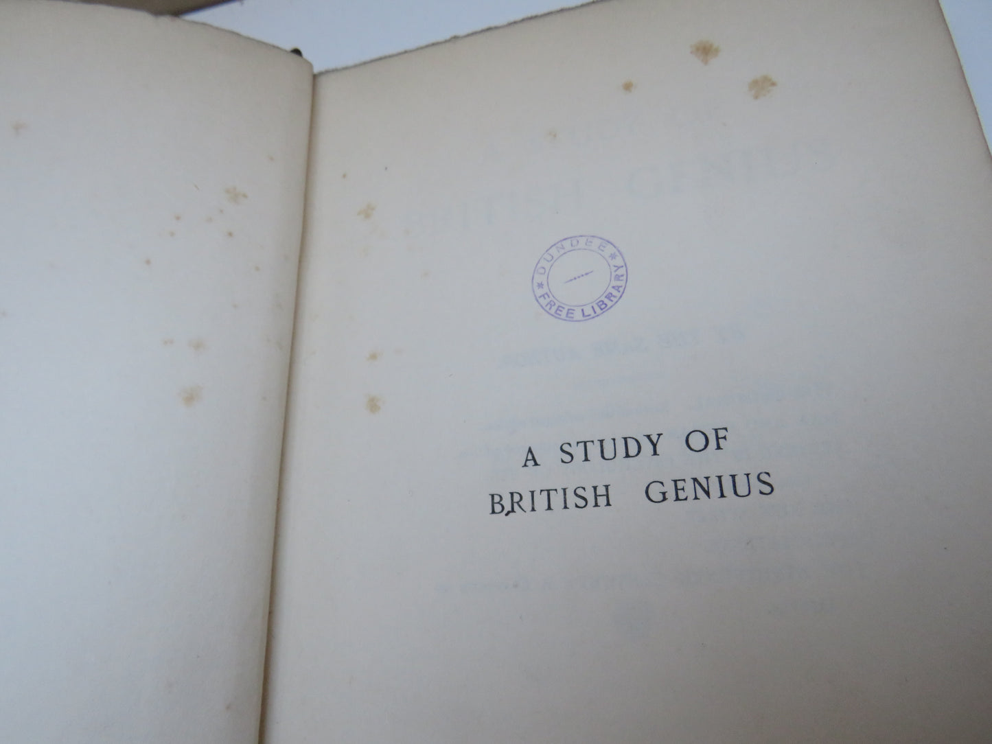 A Study of British Genius By Havelock Ellis 1904