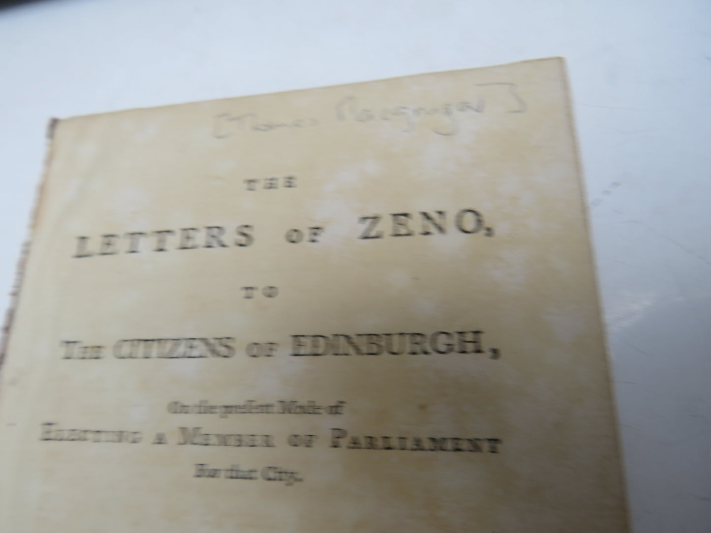 The Letters of Zeno To The Citizens of Edinburgh 1783