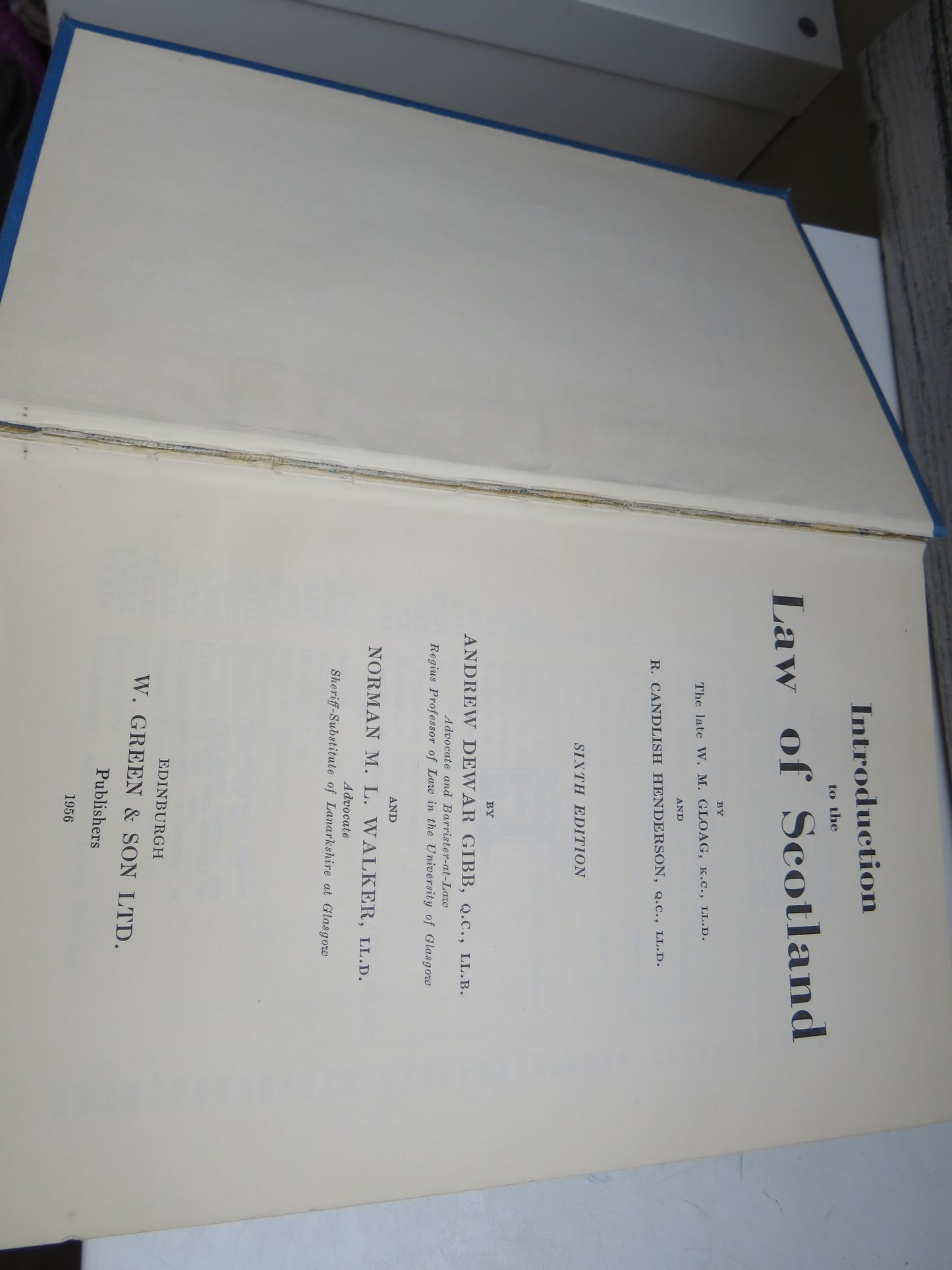 Introduction To The Law of Scotland By The Late W. M. Gloag and R. Candlish Henderson 1956