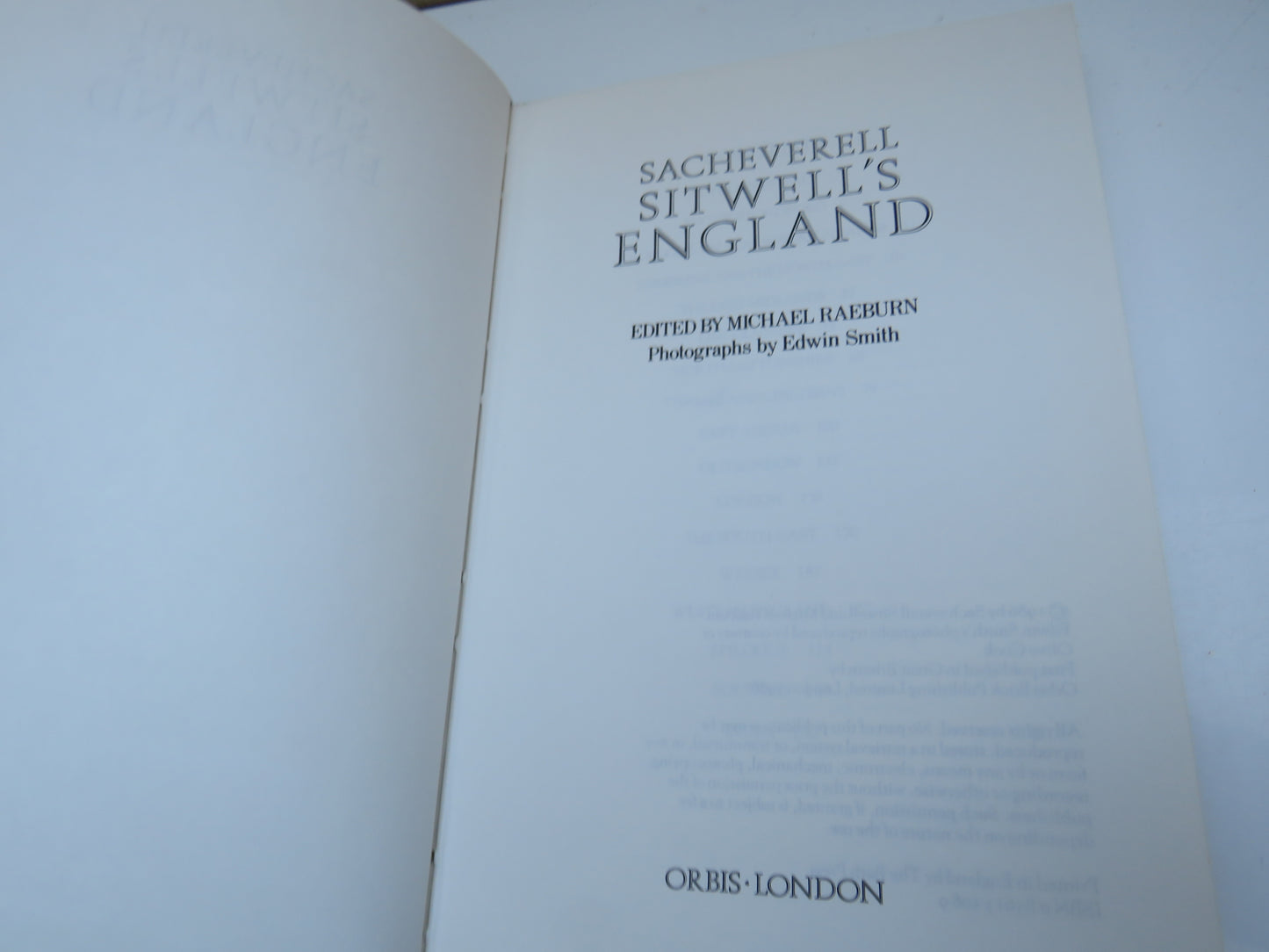 Sacheverell Sitwell's England Edited By Michael Raeburn 1986