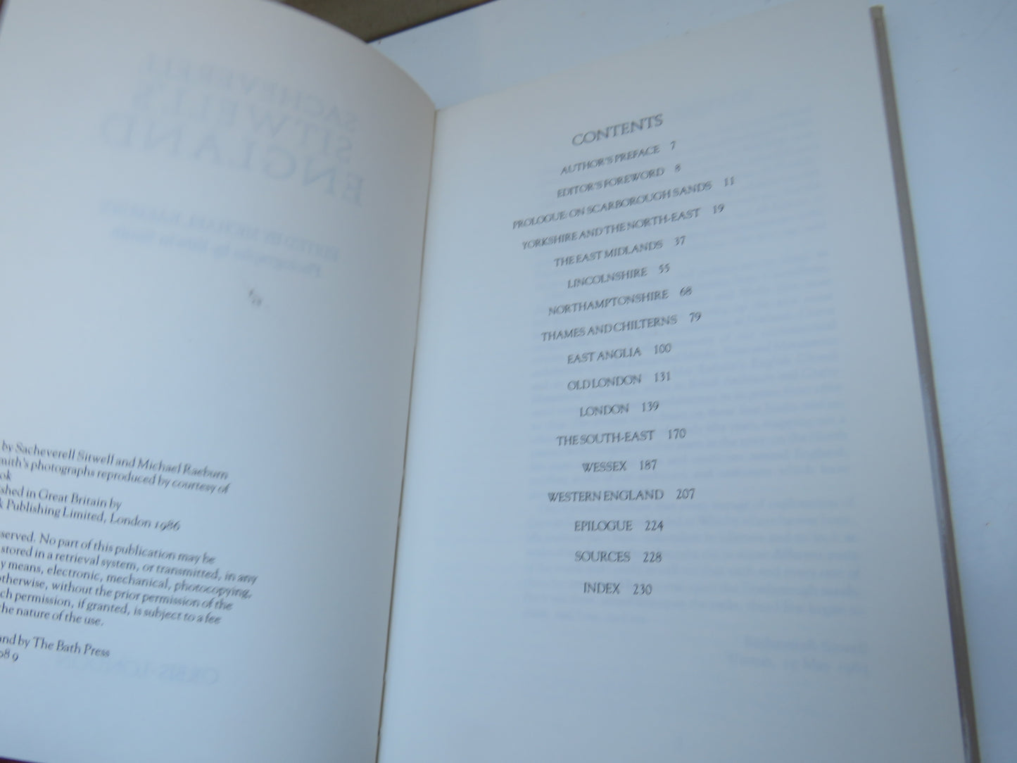 Sacheverell Sitwell's England Edited By Michael Raeburn 1986