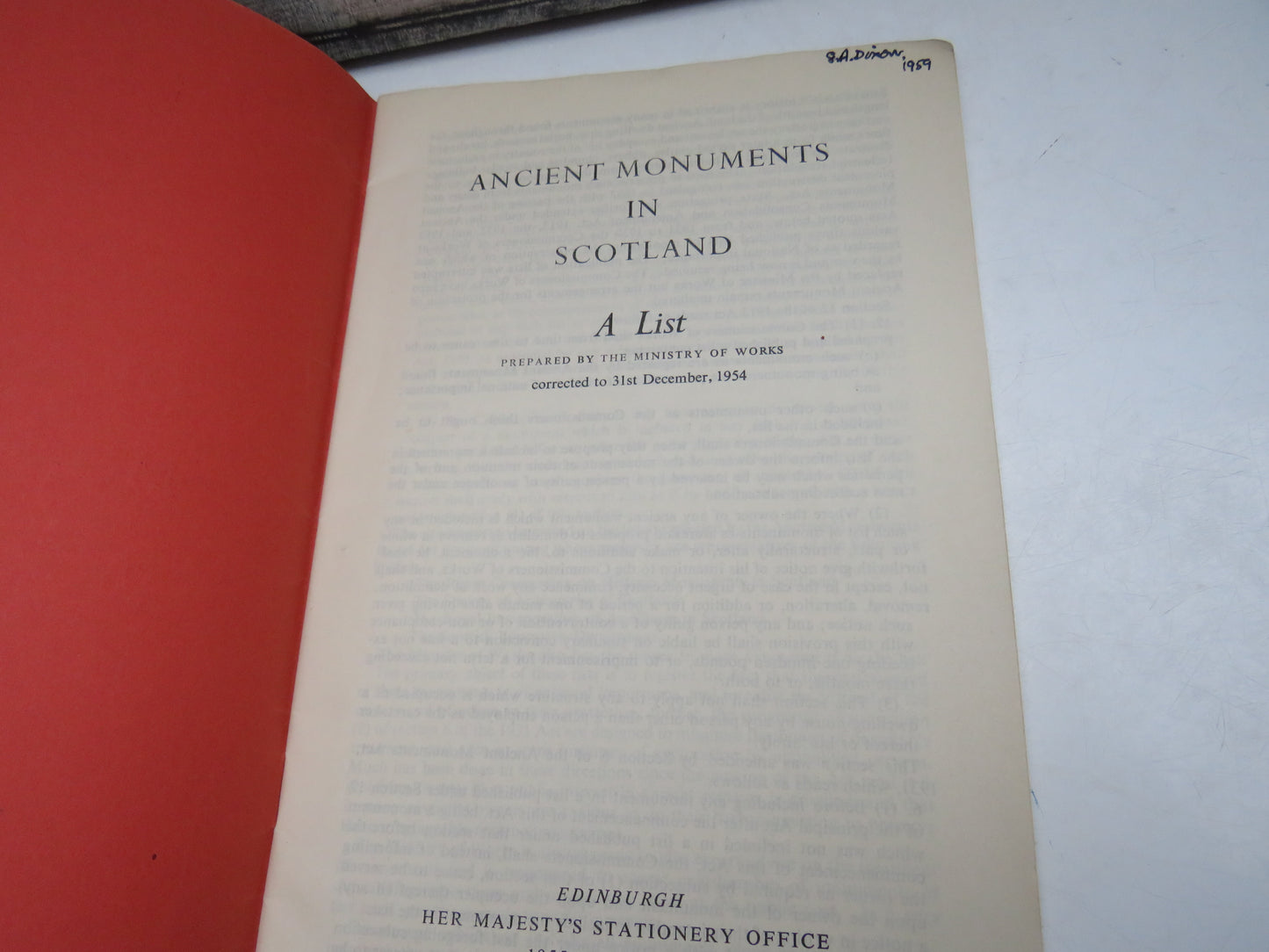 List of Ancient Monuments In Scotland With An Introductory Note 1958
