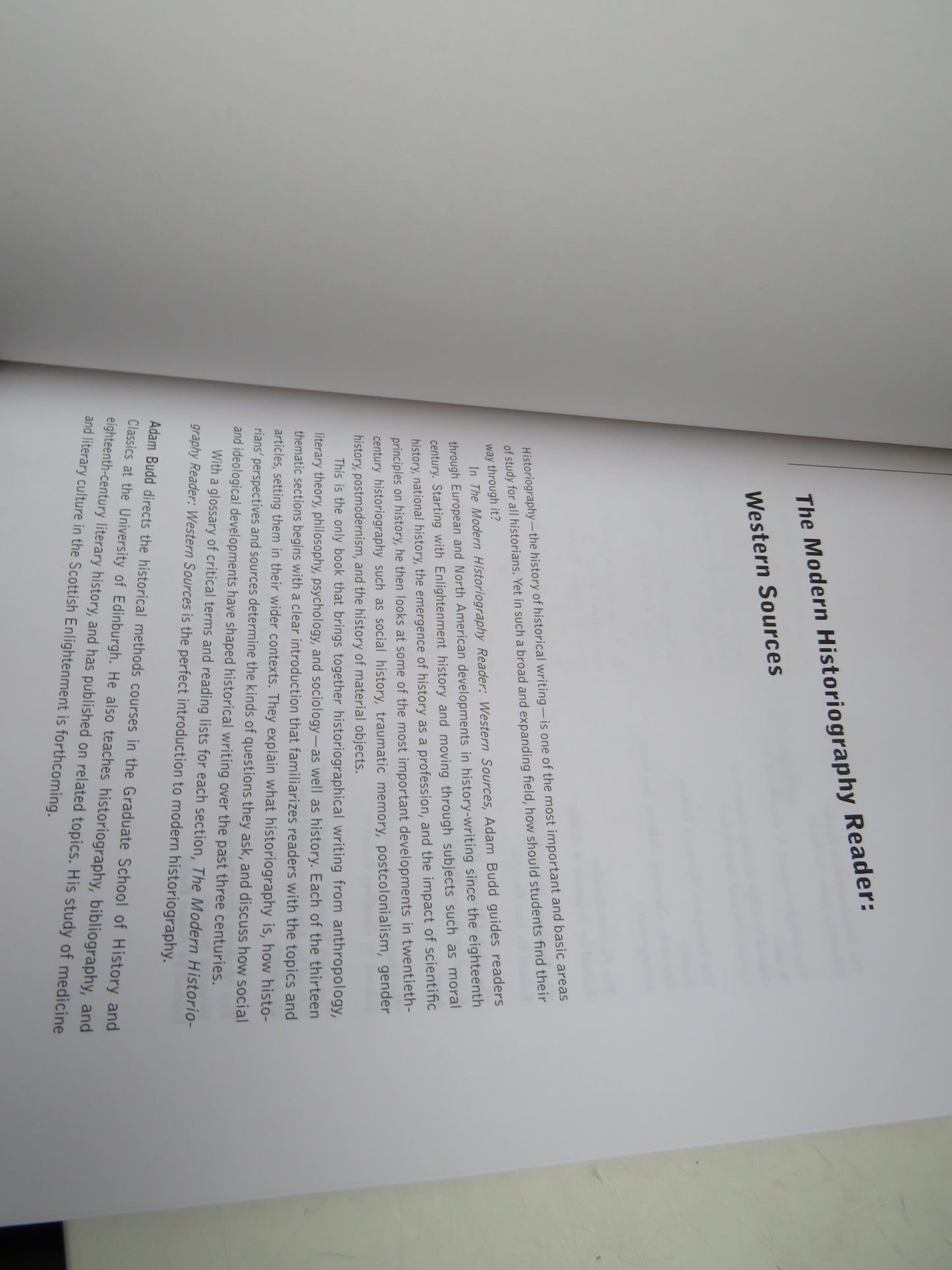 The Modern Historiography Reader Western Sources Edited By Adam Budd 2009