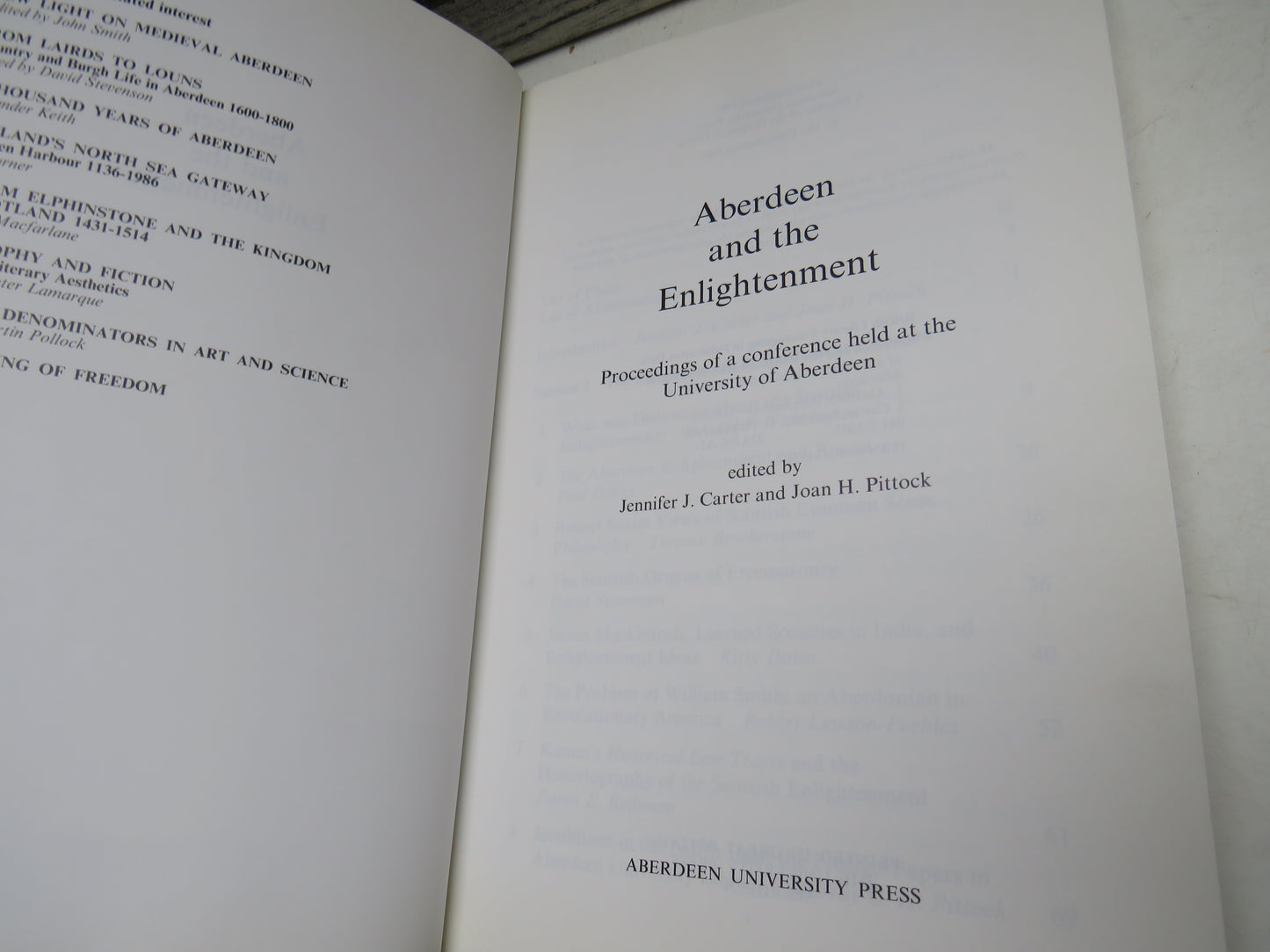 Aberdeen and The Enlightenment Proceedings of a Conference Held At The University of Aberdeen 1987
