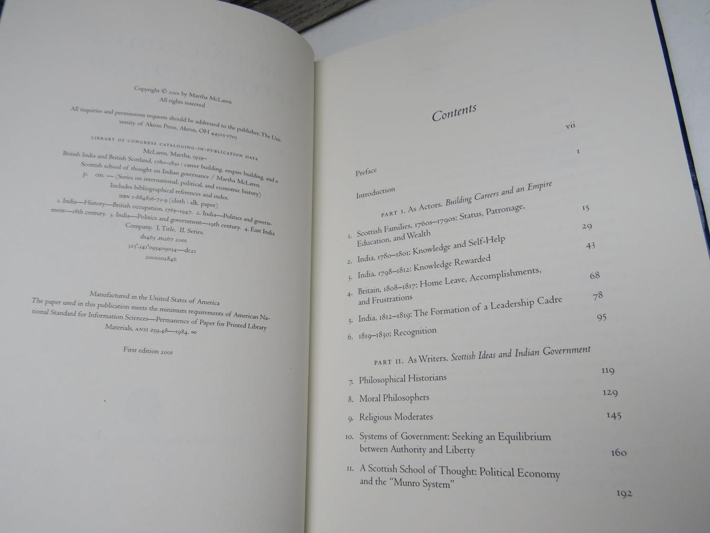 British India & British Scotland, 1780 - 1830 Career Building, Empire Building, and a Scottish School of Thought on Indian Governance By Martha McLaren 2001