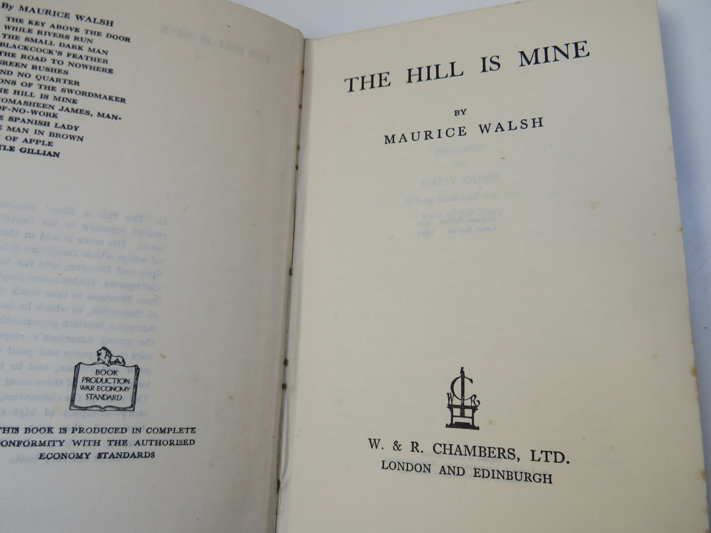 The Hill Is Mine By Maurice Walsh 1949