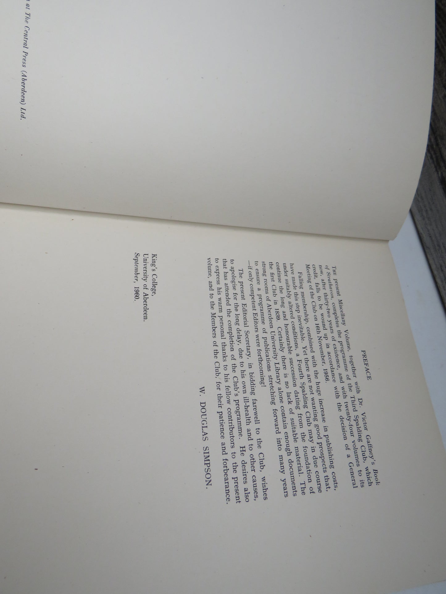 The Miscellany of the Third Spalding Club 1960