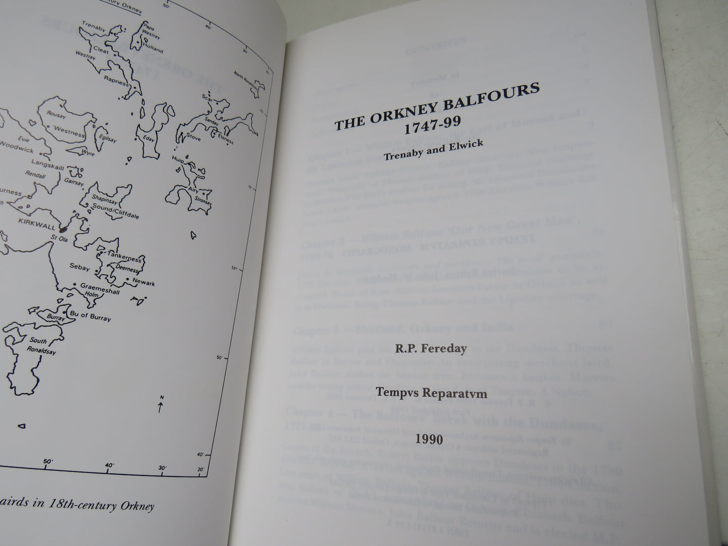 The Orkney Balfours 1747-99 By Trenaby and Elwick 1990