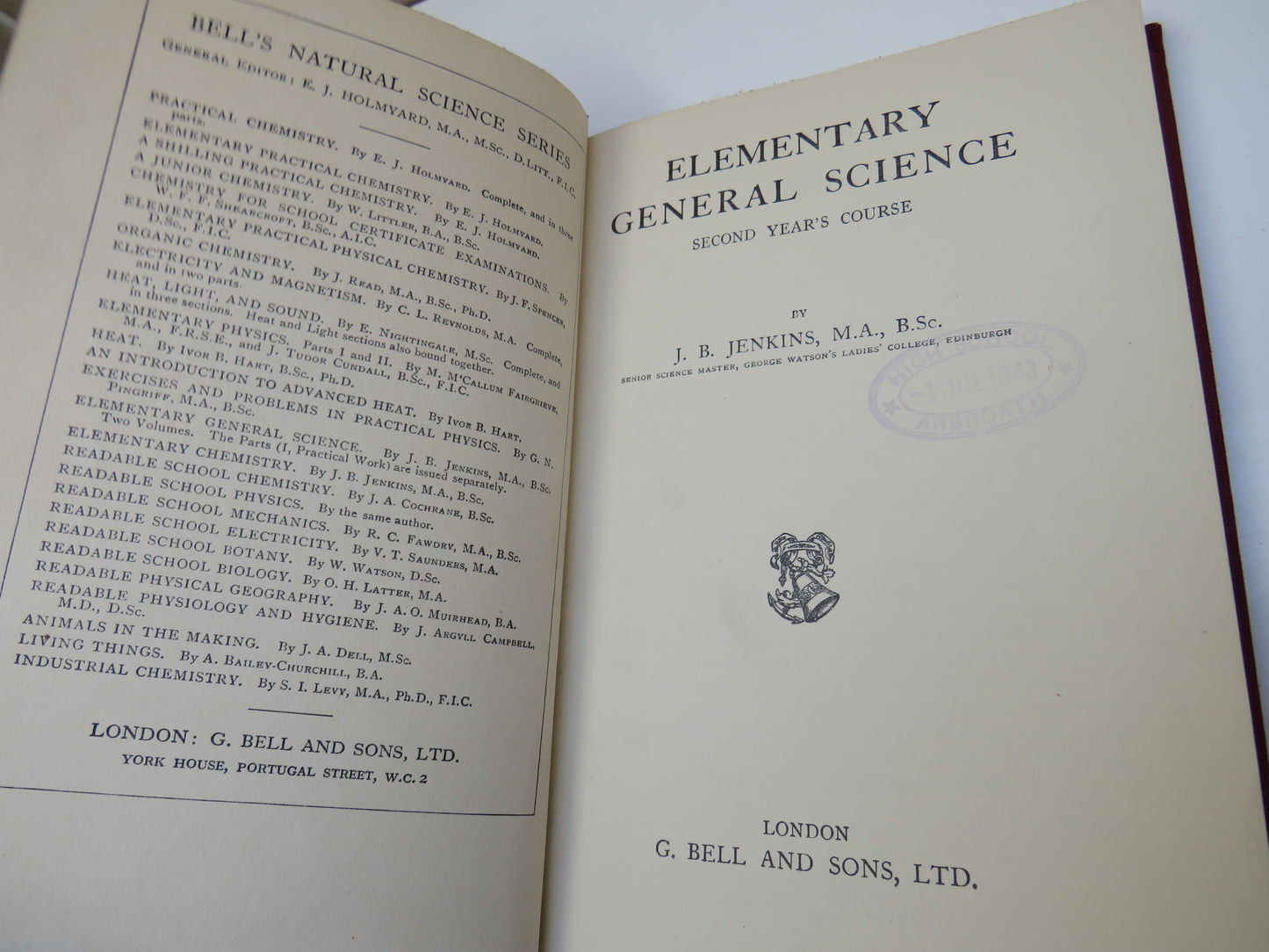 Elementary General Science Second Year's Course By J.B Jenkins 1928