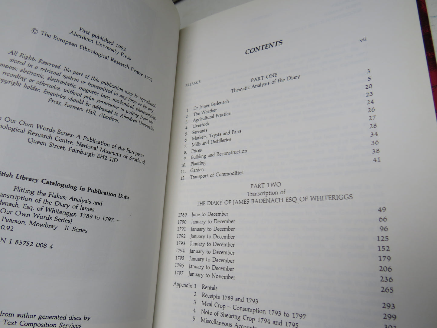 Flitting The Flakes The Diary of J. Badenach a Stonehaven Farmer 1789-1797 Edited By Mowbray Pearson 1992