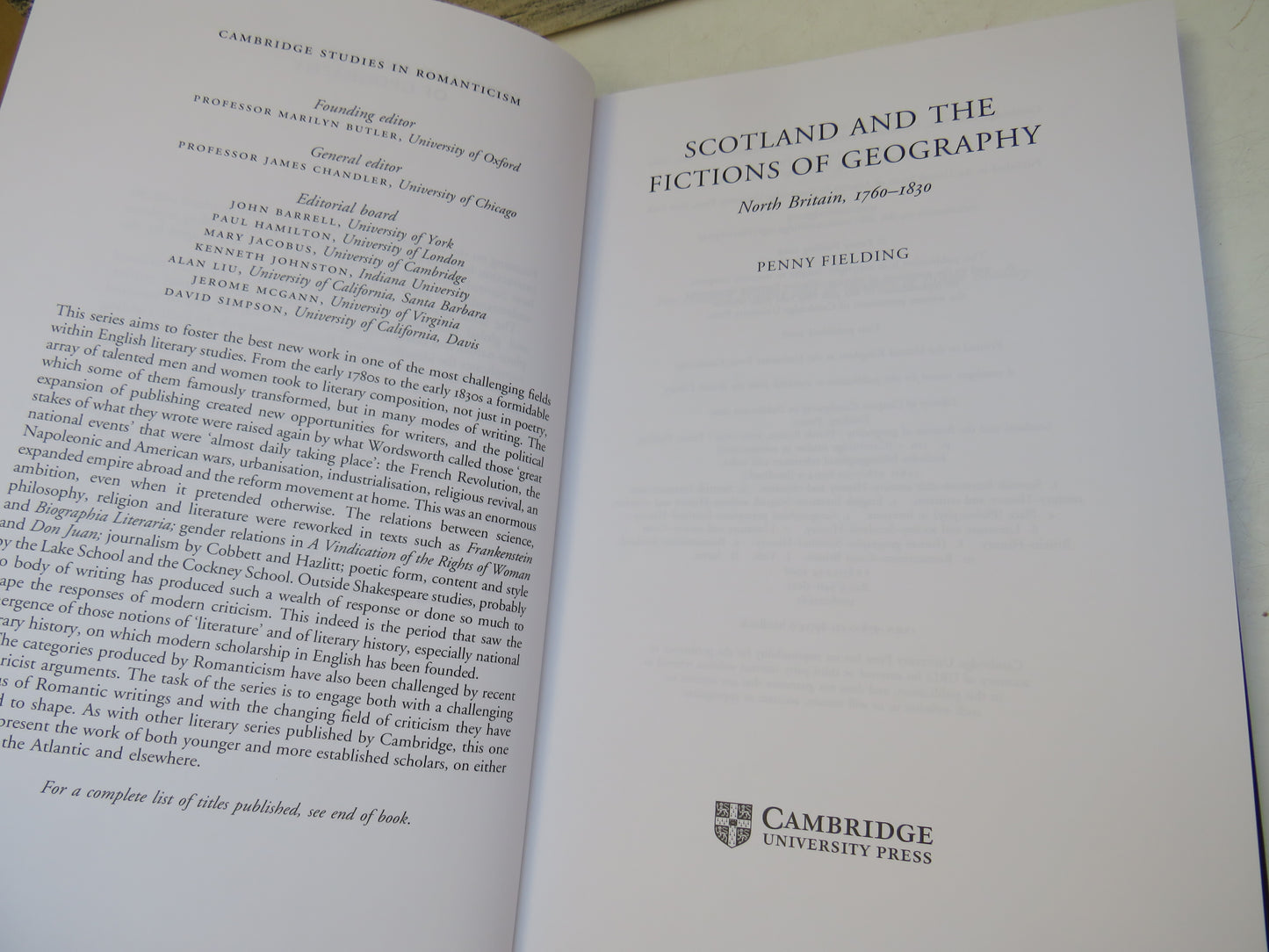 Scotland and The Fictions of Geography North Britain, 1760-1830 By Penny Fielding 2008