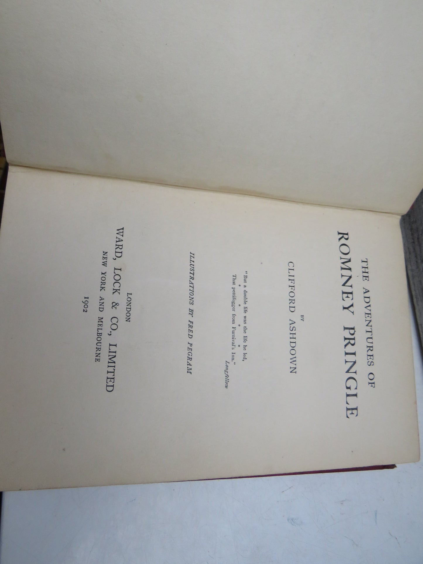 The Adventures of Romney Pringle By Clifford Ashdown 1902 1st Edition Rare Book