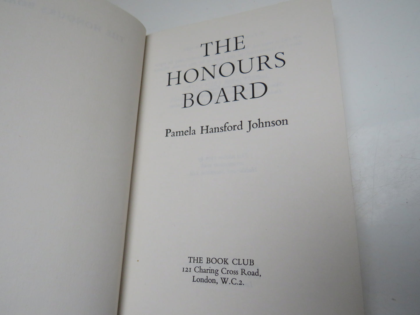 The Honours Board By Pamela Hansford Johnson 1971