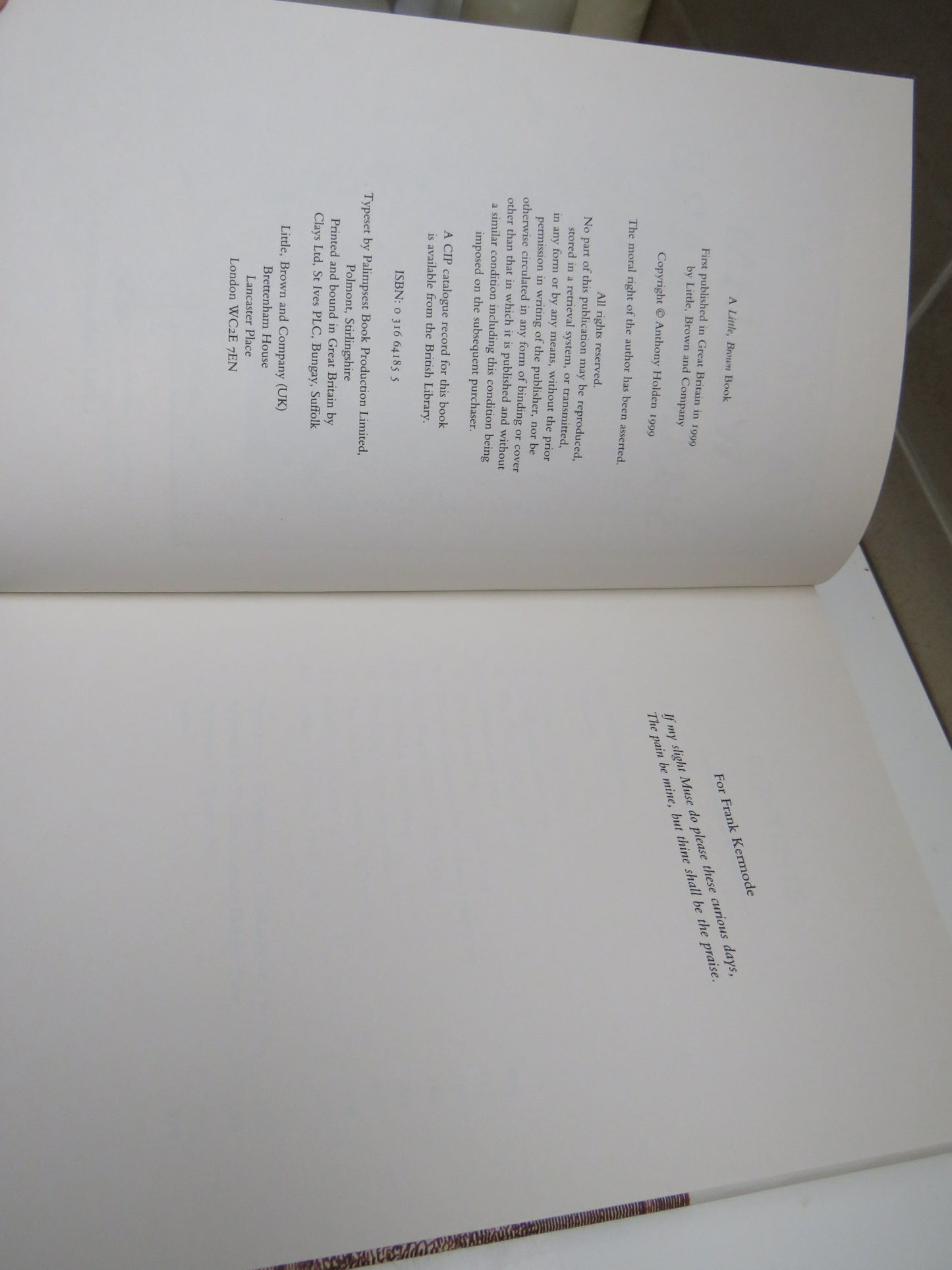 William Shakespeare His Life and Work by Anthony Holden 1999