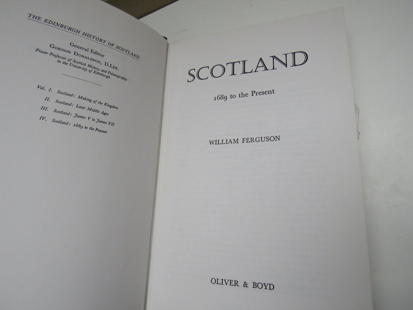 Scotland 1689 To The Present By William Ferguson 1977