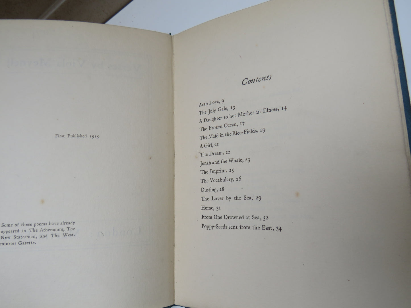 Verses By Viola Meynell 1919 1st Edition