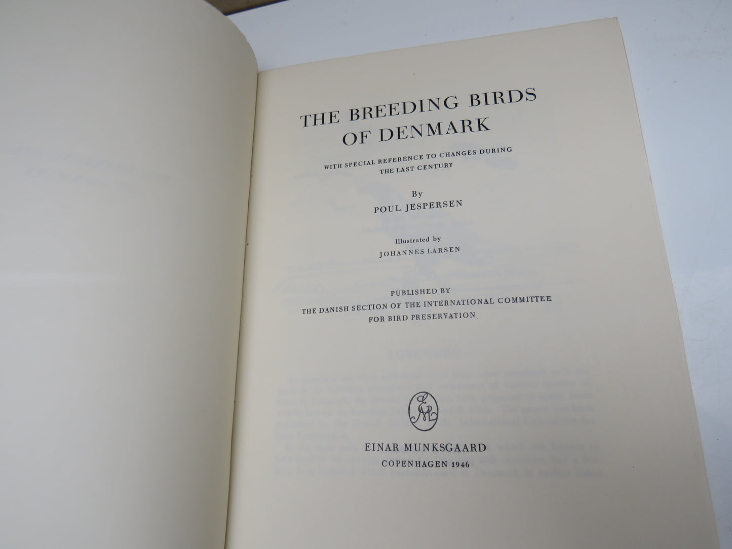 The Breeding Birds of Denmark With Special Reference To Changes During The Last Century by Poul Jespersen 1946
