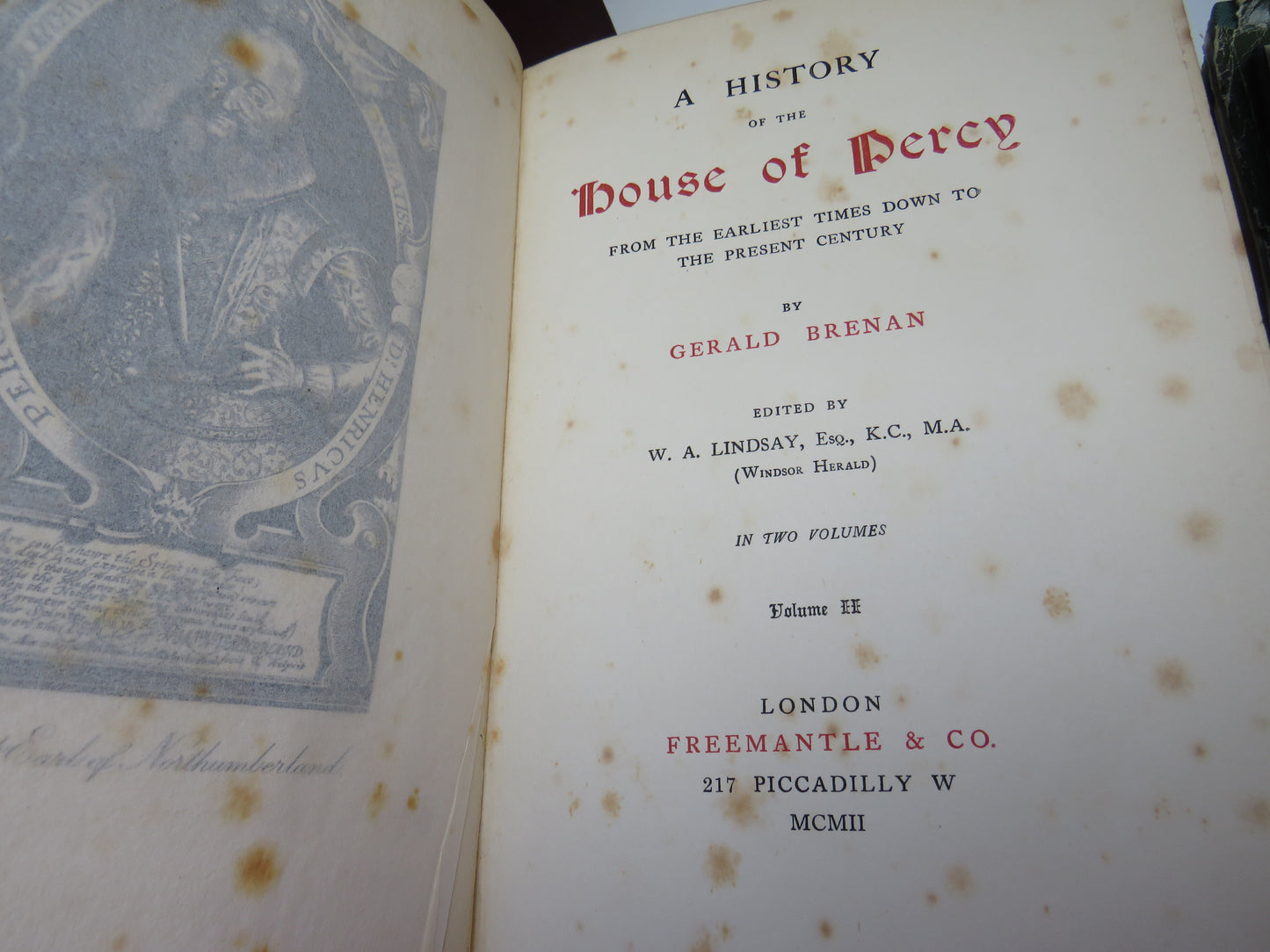 A History Of The House of Percy From The Earliest Times Down To The Present Century By Gerald Brenan 1902