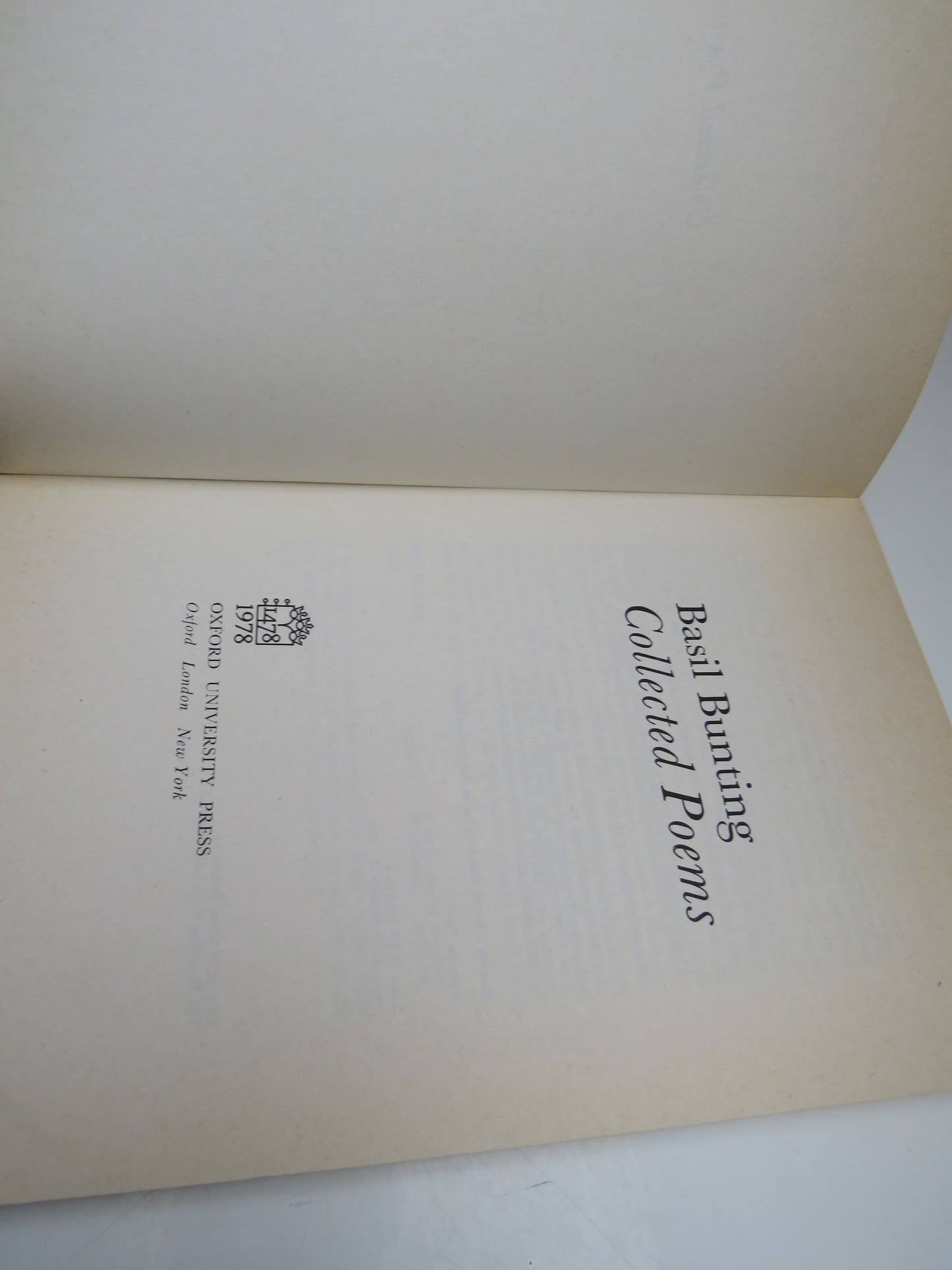 Basil Bunting Collected Poems 1978