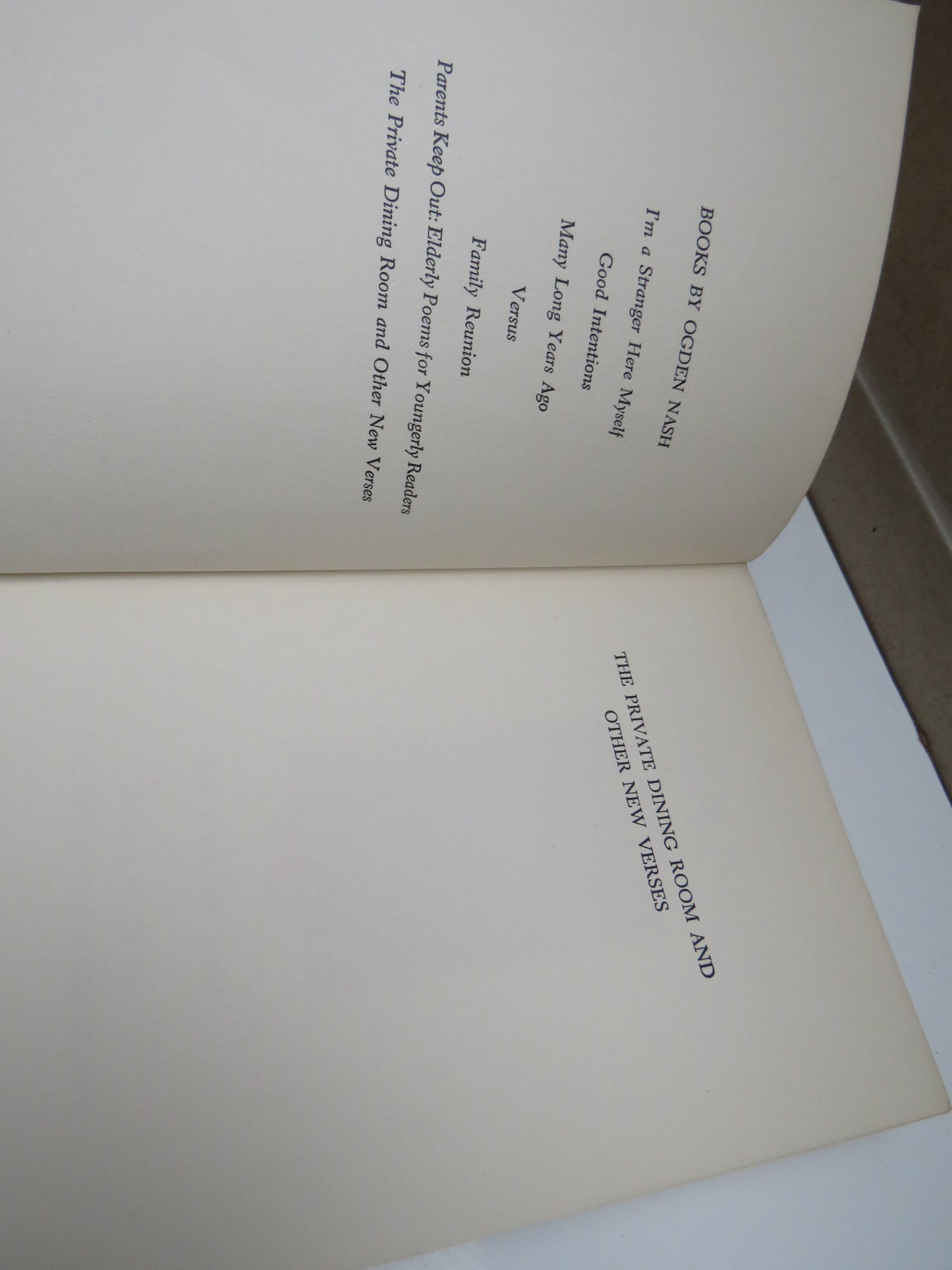 The Private Dining Room And Other New Verses By Ogden Nash 1953